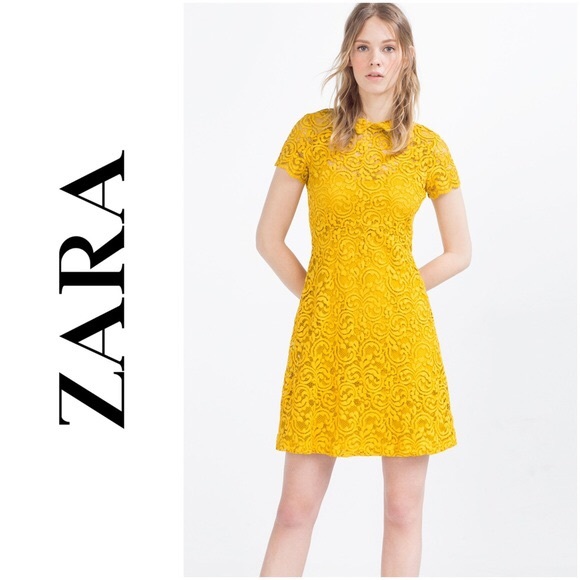Zara Dresses Zara Mustard Yellow Lace Dress Poshmark